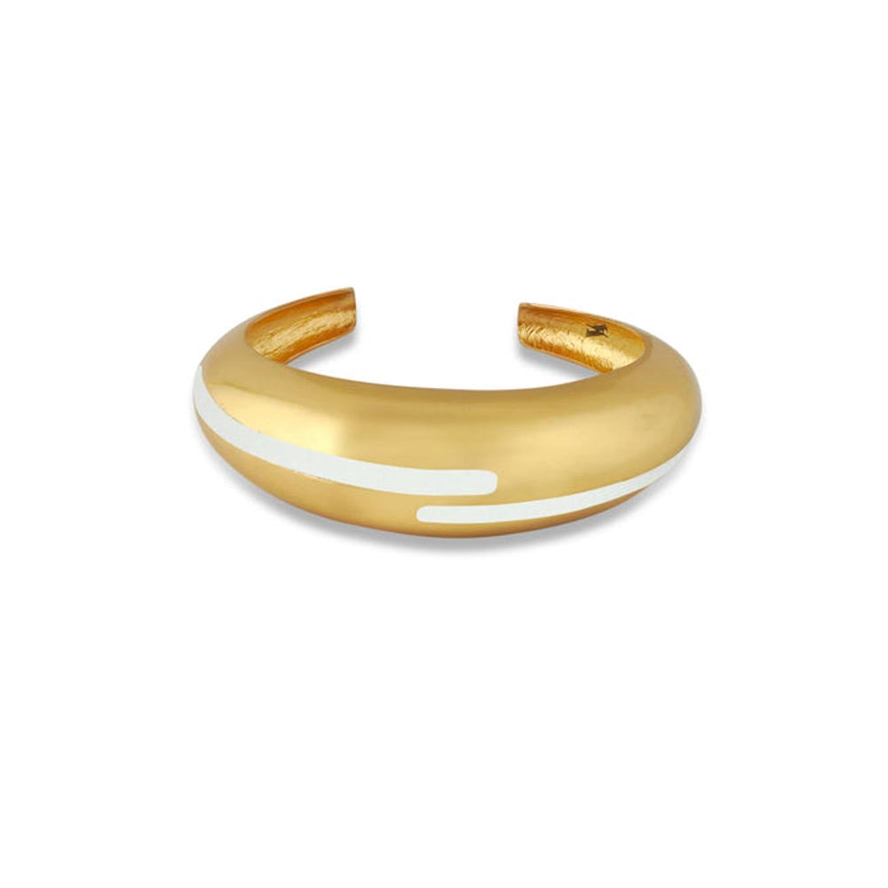 VARNIKA ARORA Circlet White Enamel Gold Bangle