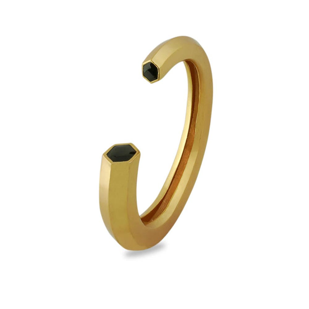VARNIKA ARORA Hexa Black Enamel Gold Cuff