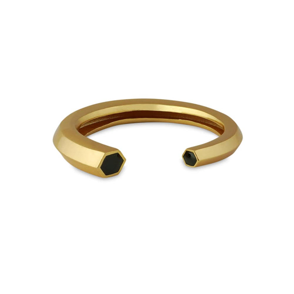 VARNIKA ARORA Hexa Black Enamel Gold Cuff