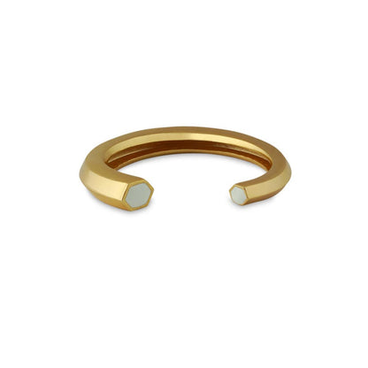 VARNIKA ARORA Hexa White Enamel Gold Cuff