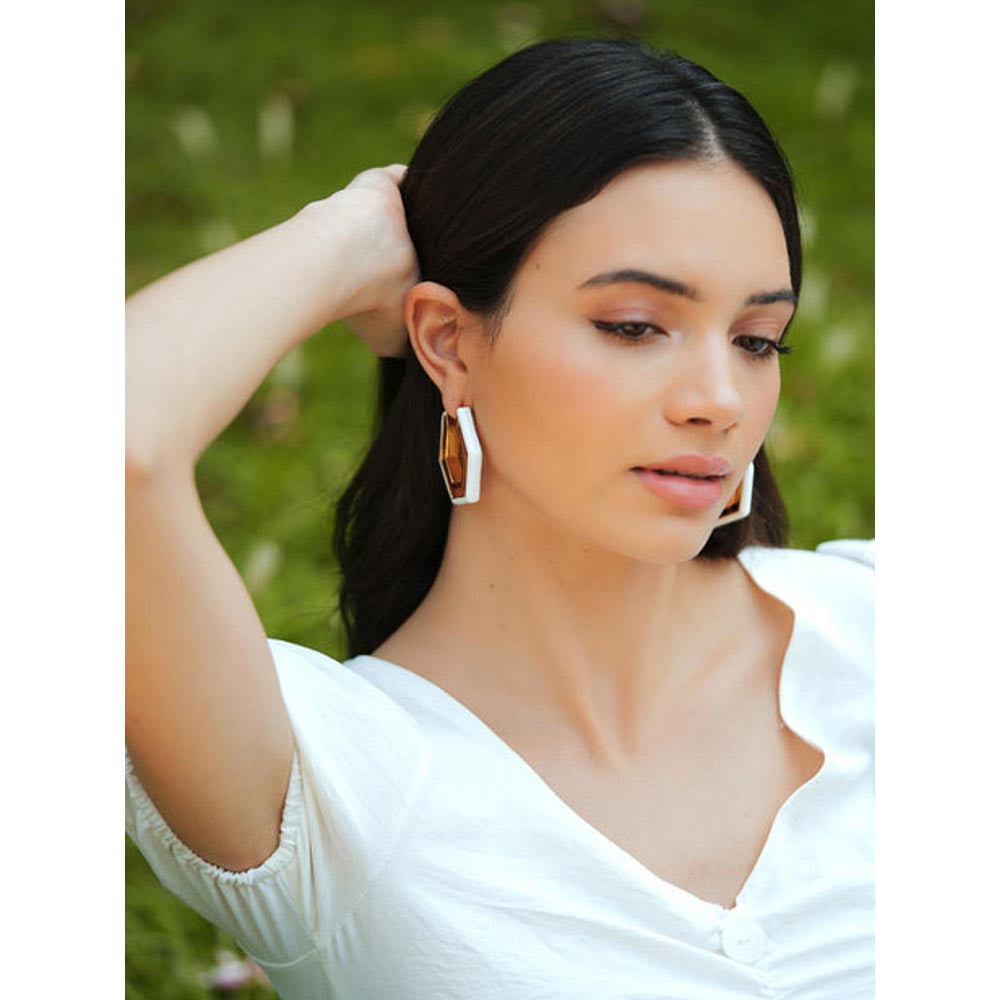 VARNIKA ARORA Devine White Enamel Gold Earrings