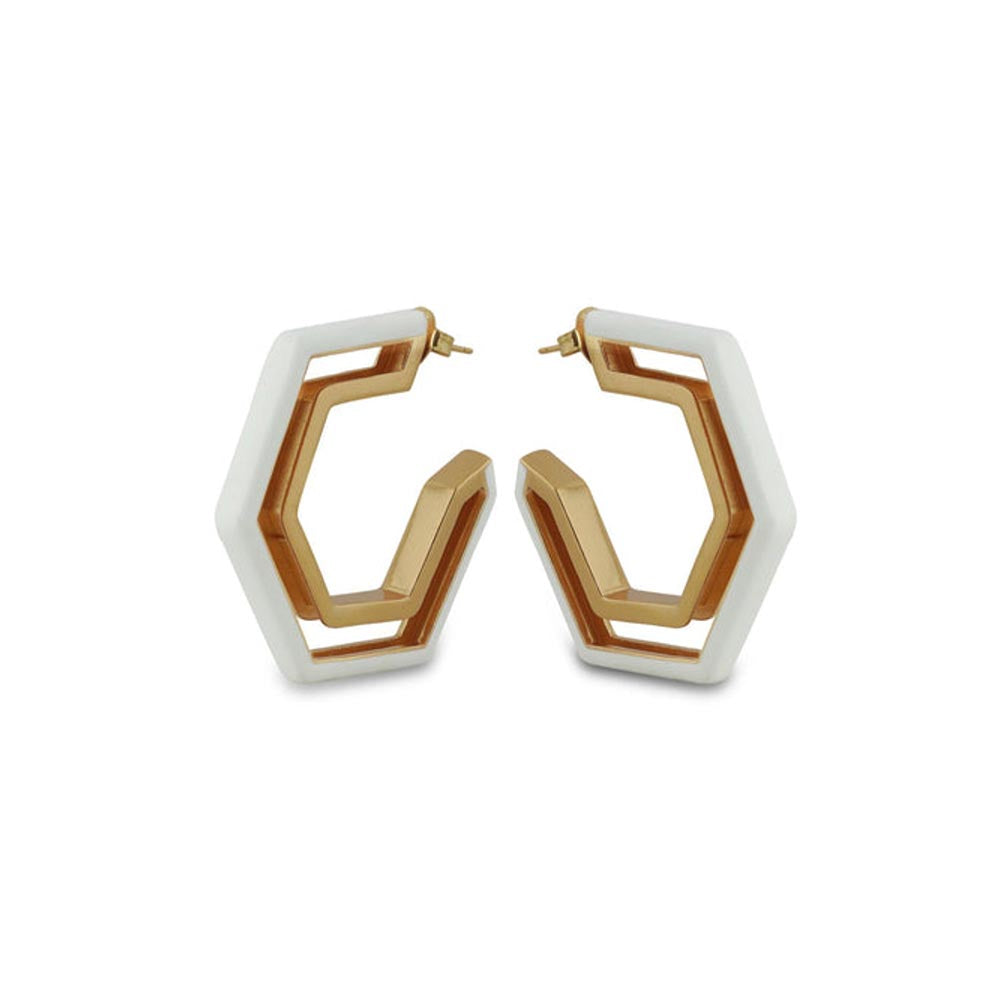 VARNIKA ARORA Devine White Enamel Gold Earrings