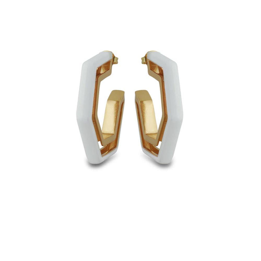 VARNIKA ARORA Devine White Enamel Gold Earrings