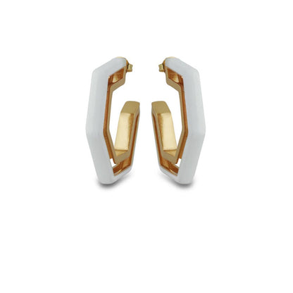 VARNIKA ARORA Devine White Enamel Gold Earrings