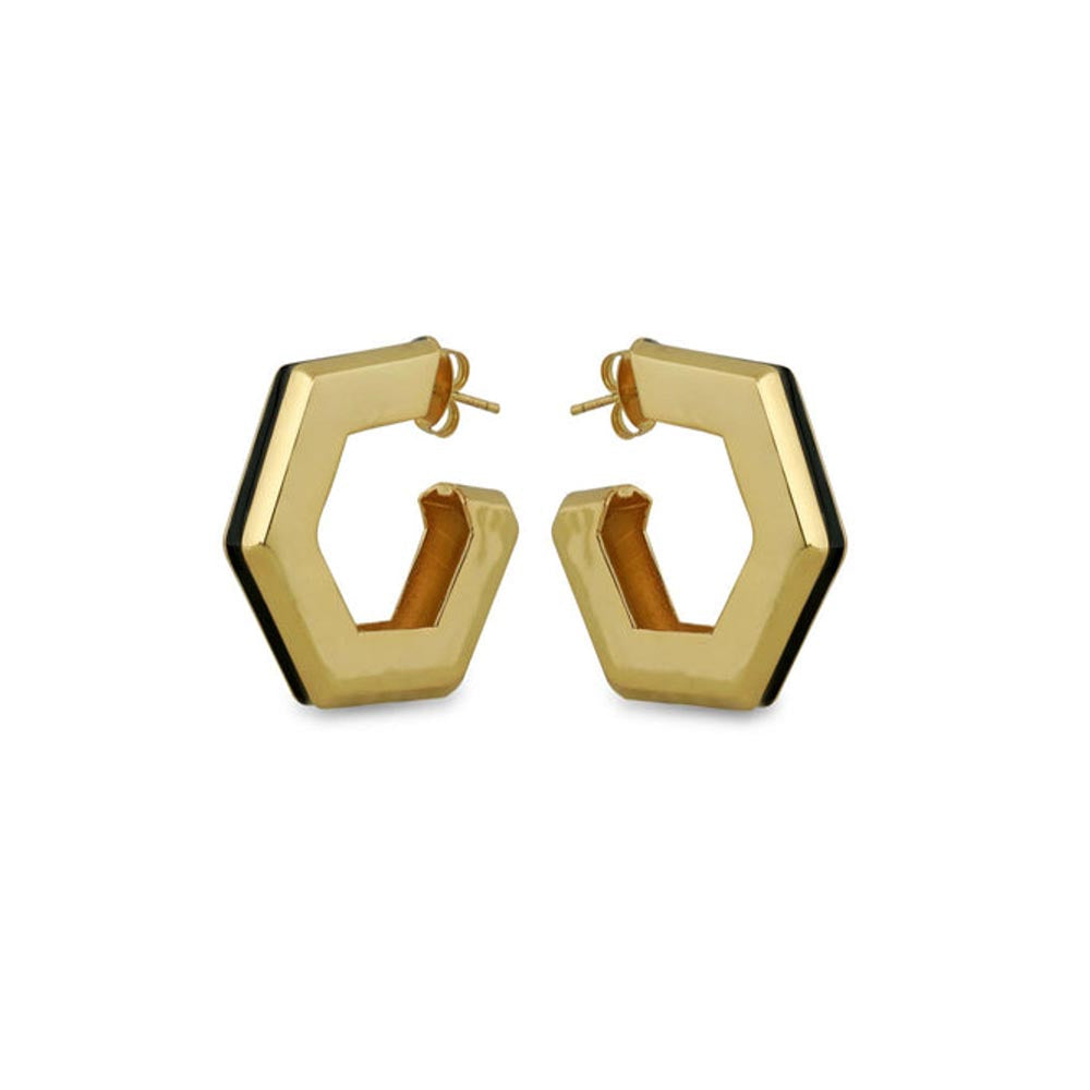 VARNIKA ARORA Helixa Black Enamel Gold Hoops