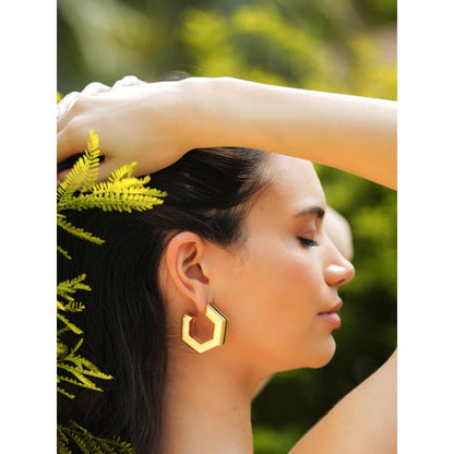 VARNIKA ARORA Helixa Green Enamel Gold Hoops
