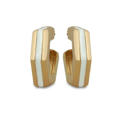 VARNIKA ARORA Helixa White Enamel Gold Hoops