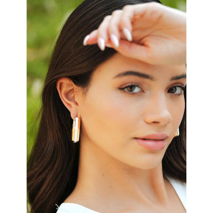 VARNIKA ARORA Helixa White Enamel Gold Hoops