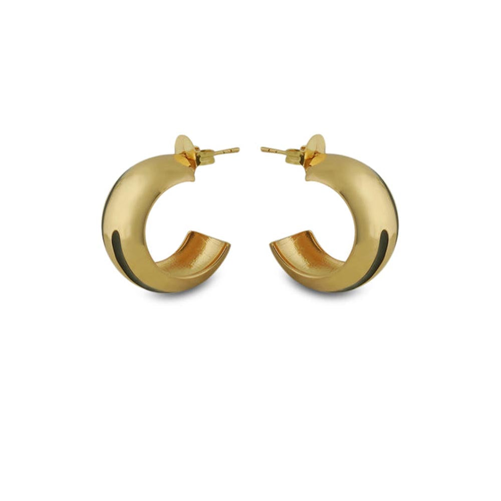 VARNIKA ARORA Luna Black Enamel Gold Hoops