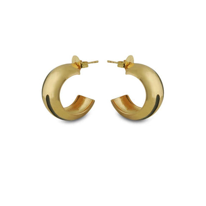 VARNIKA ARORA Luna Black Enamel Gold Hoops