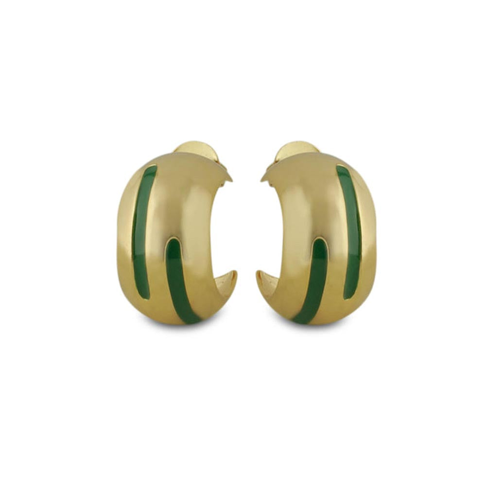 VARNIKA ARORA Luna Green Enamel Gold Hoops