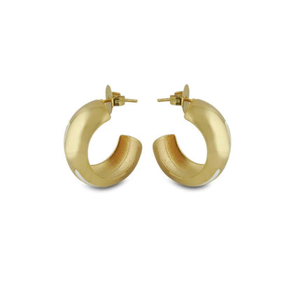 VARNIKA ARORA Luna White Enamel Gold Hoops