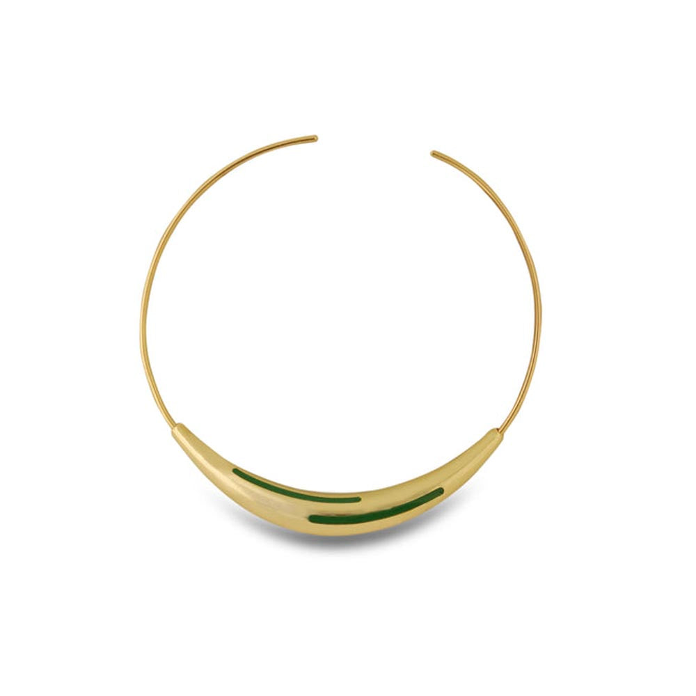 VARNIKA ARORA Aurelia Green Enamel Gold Neckpiece