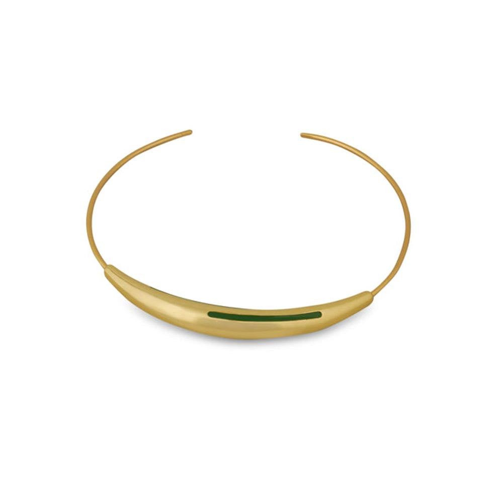 VARNIKA ARORA Aurelia Green Enamel Gold Neckpiece