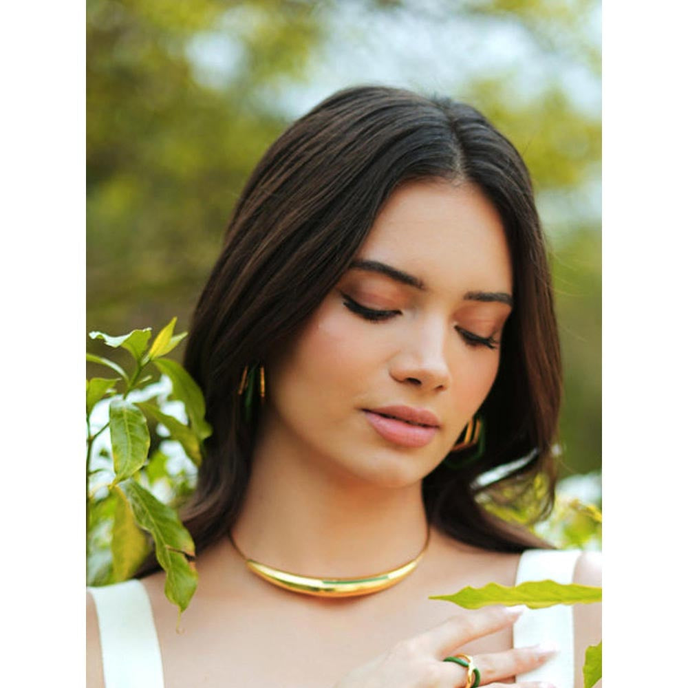 VARNIKA ARORA Aurelia Green Enamel Gold Neckpiece