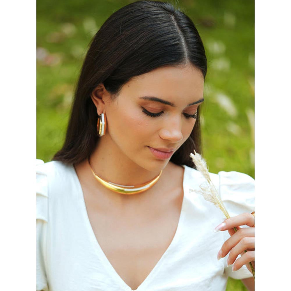 VARNIKA ARORA Aurelia White Enamel Gold Neckpiece