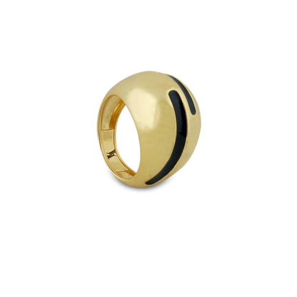 VARNIKA ARORA Verdora Black Enamel Gold Ring