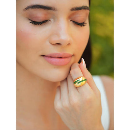 VARNIKA ARORA Verdora Green Enamel Gold Ring