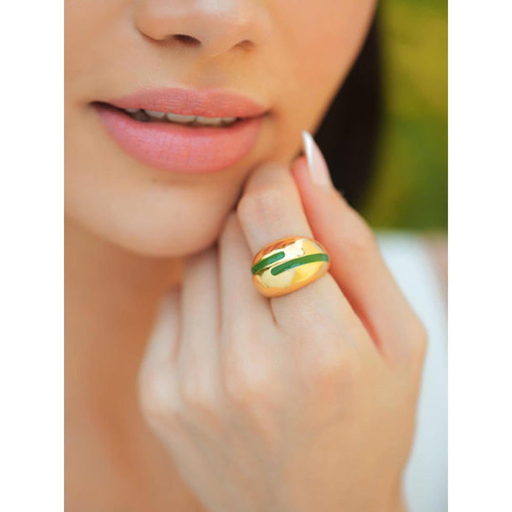 VARNIKA ARORA Verdora Green Enamel Gold Ring