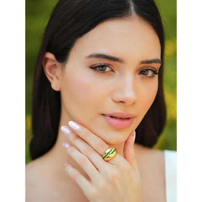 VARNIKA ARORA Verdora Green Enamel Gold Ring