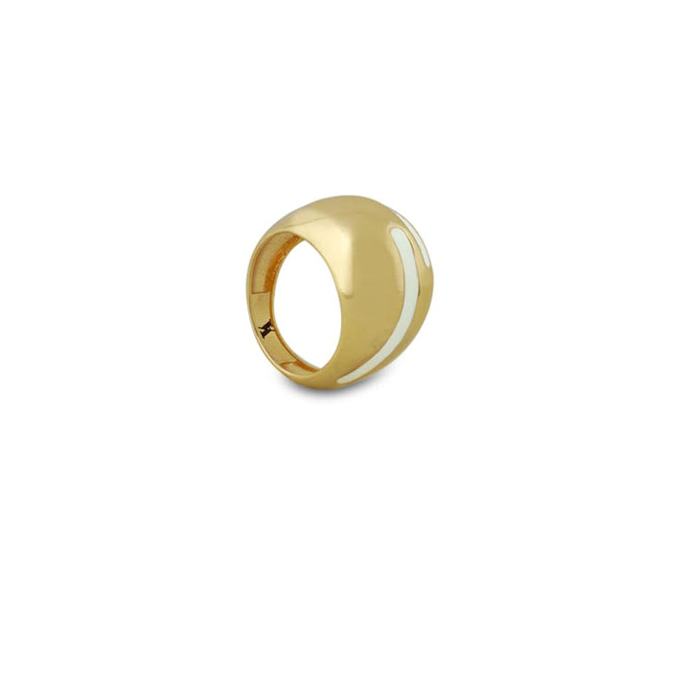 VARNIKA ARORA Verdora White Enamel Gold Ring