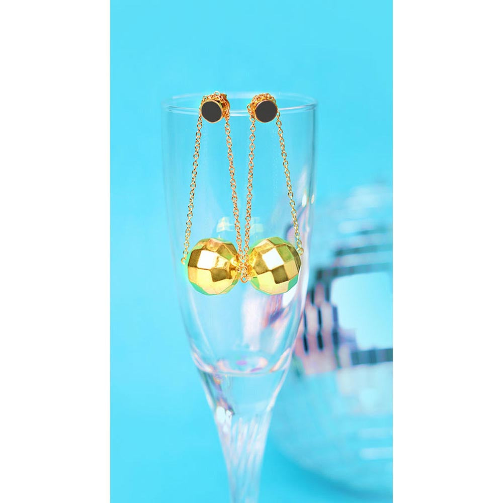 VARNIKA ARORA Let's Disco Shiny Shimmer Black Earrings