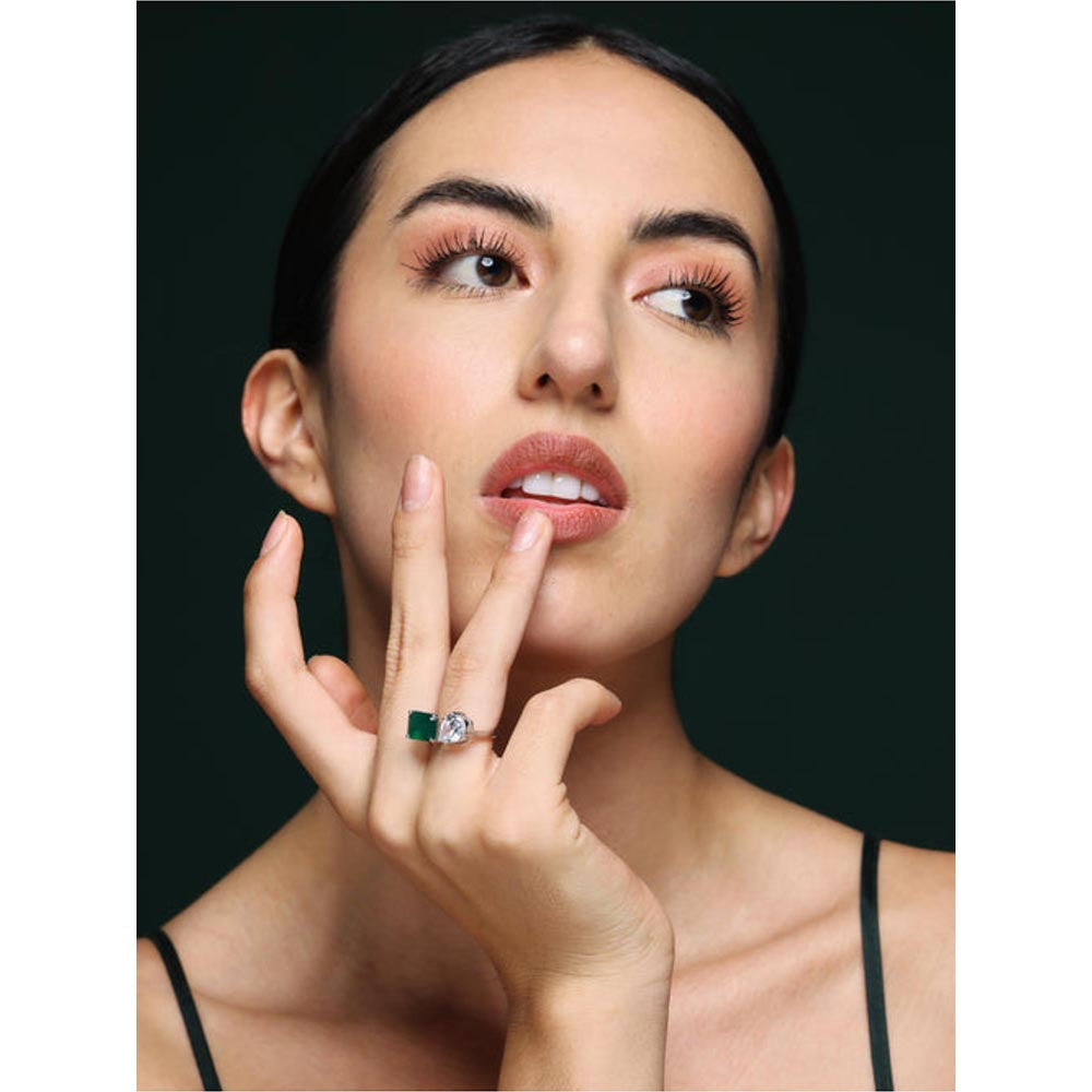 VARNIKA ARORA Radiant Emerald Promise Ring