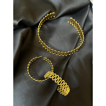 VARNIKA ARORA Gold Plated Spiral Hoops and Choker