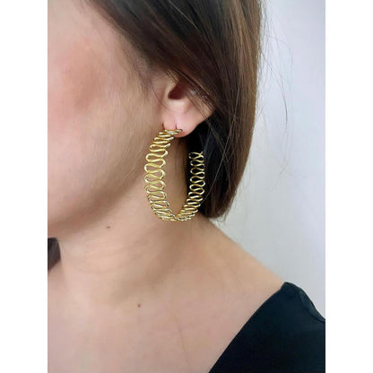 VARNIKA ARORA Gold Plated Spiral Hoops and Choker