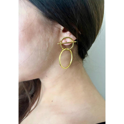 VARNIKA ARORA Gold Plated Elipse Earrings