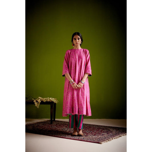 Vashisht Guru Dutt Pink Woven Kurta with Pant (Set of 2)