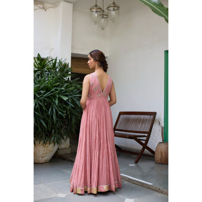 Vashisht Guru Dutt Pink Pankhuri Anarkali with Churidar and Dupatta (Set of 3)