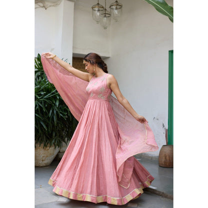 Vashisht Guru Dutt Pink Pankhuri Anarkali with Churidar and Dupatta (Set of 3)