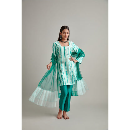 Vedika Soni Green Tie And Dye Kurta with Pant and Dupatta (Set of 3)