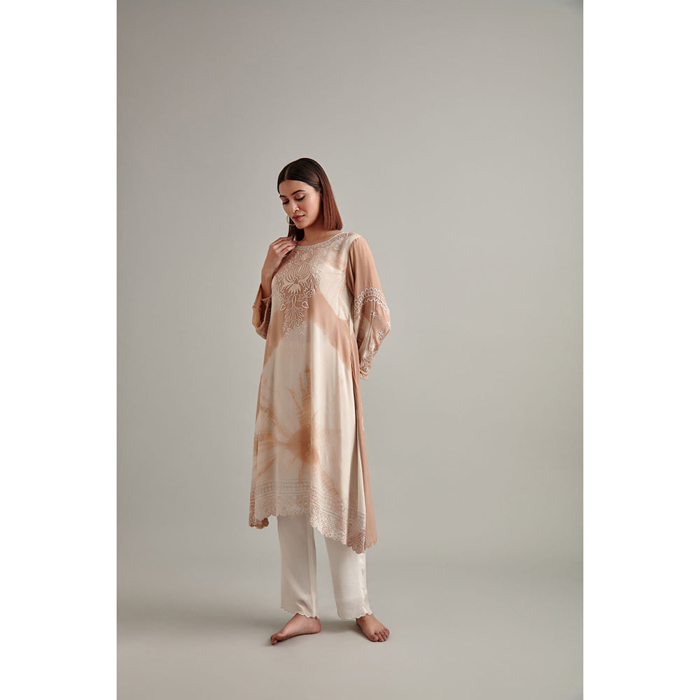 Vedika Soni Brown Tie And Dye Kurta with Pant (Set of 2)