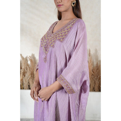 Vedika Soni Lavender Embroidered Kaftan With Slip And Pant