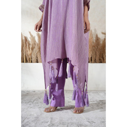 Vedika Soni Lavender Embroidered Kaftan With Slip And Pant