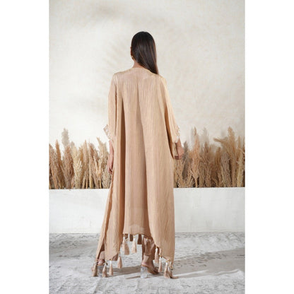 Vedika Soni Beige Embroidered Kaftan With Slip And Pant