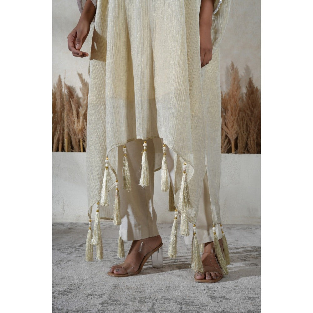 Vedika Soni Ivory Embroidered Kaftan With Slip And Pant
