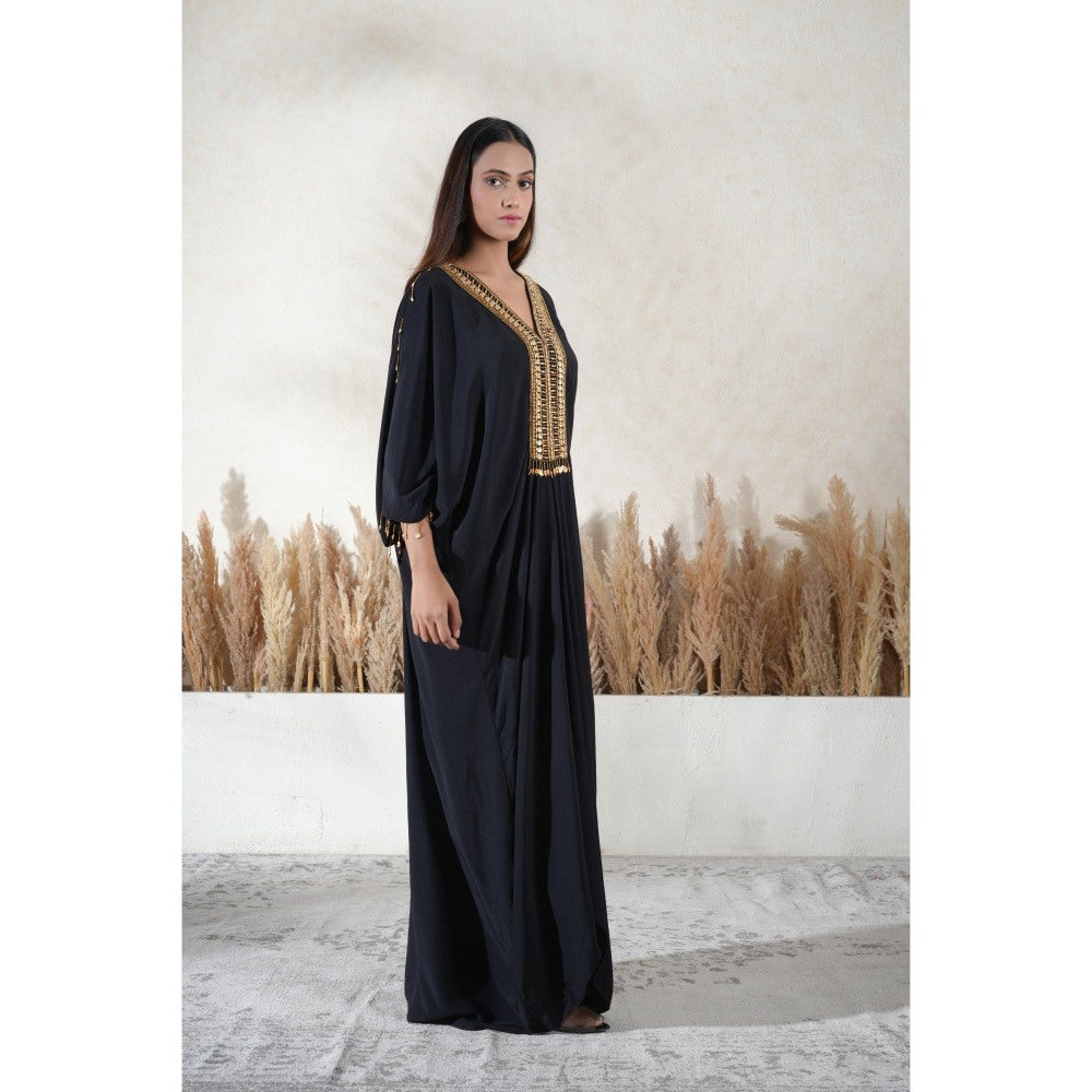 Vedika Soni Black Embroidered Kaftan Dress