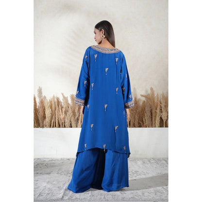 Vedika Soni Blue Embroidered Kurta With Palazzo And Dupatta