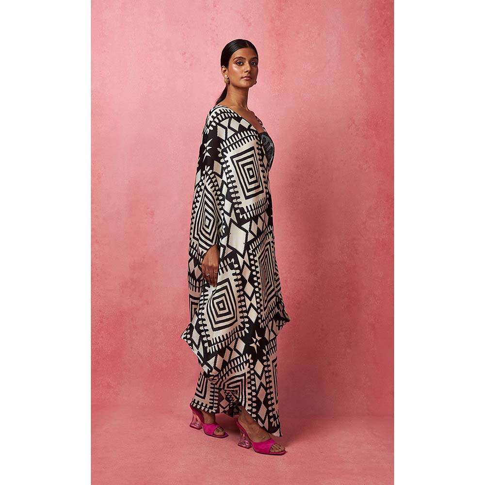 Vedika M Black & White Draped Maxi Dress