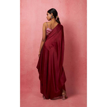 Vedika M Red Solid Dyed Draped Maxi Dress