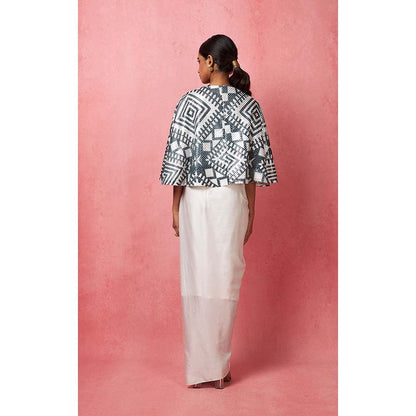Vedika M Black & White Sequinned Cape with Skirt (Set of 2)
