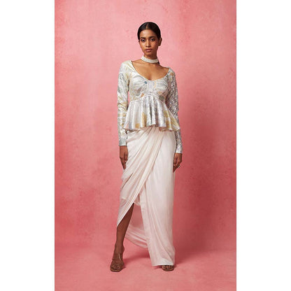 Vedika M Multi-Color Sequinned Top with Skirt (Set of 2)