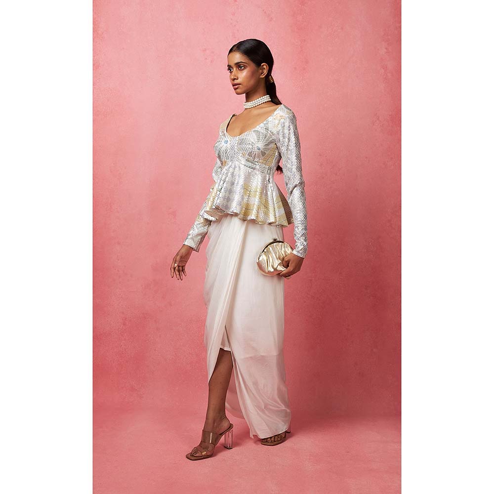 Vedika M Multi-Color Sequinned Top with Skirt (Set of 2)