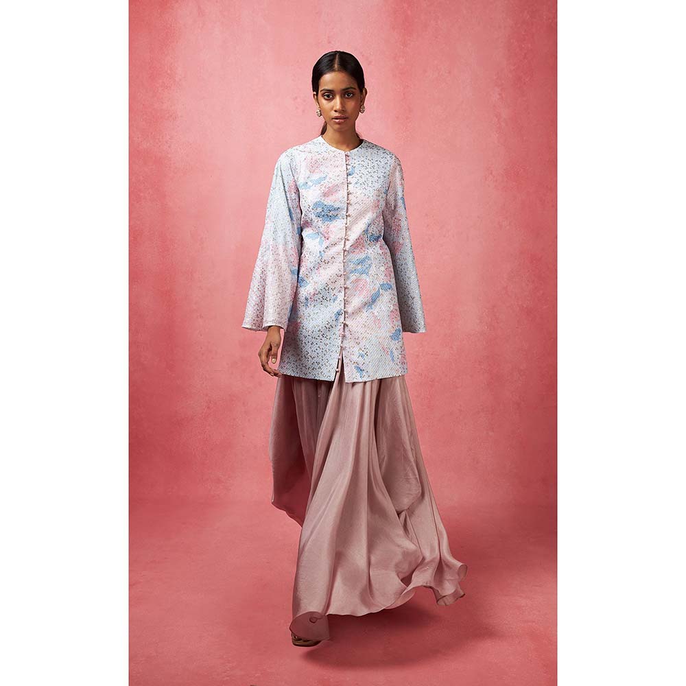 Vedika M Multi-Color Sequinned Top with Skirt (Set of 2)