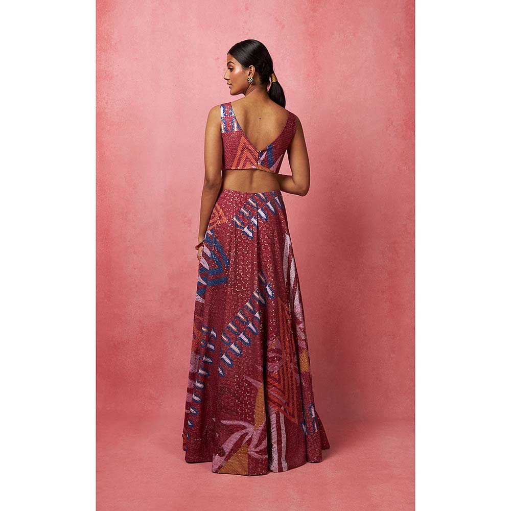 Vedika M Multi-Color Lehenga with Bustier and Dupatta (Set of 3)