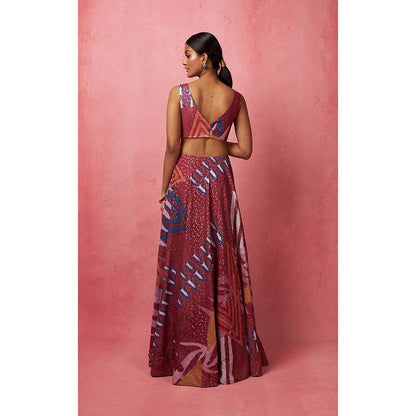 Vedika M Multi-Color Lehenga with Bustier and Dupatta (Set of 3)