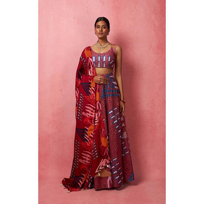 Vedika M Multi-Color Lehenga with Bustier and Dupatta (Set of 3)